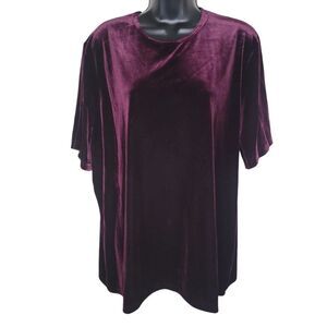 Koret Vintage 90s Short Sleeve Velvet Shirt Top Blouse 2x